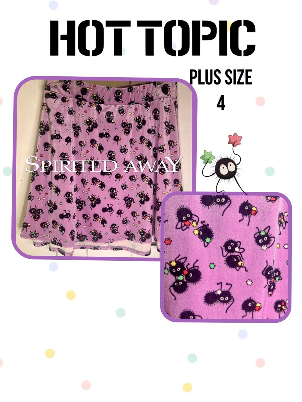 Hot Topic Lavender Spirited Away Soot Sprite Suspender Skirt